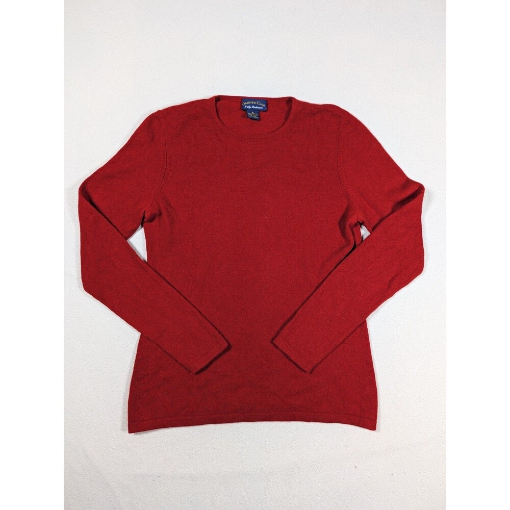 Charter Club Luxury Womens 100% Cashmere Crewneck Red Pullover Sweater M